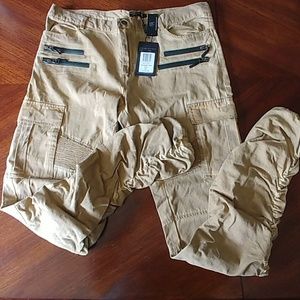 Khaki moto insert pants by American Stitch